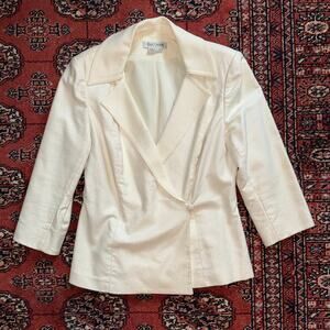 Kay Unger 8 Winter Holiday‎ White Semi-Formal Wrap Front Side Button Blazer